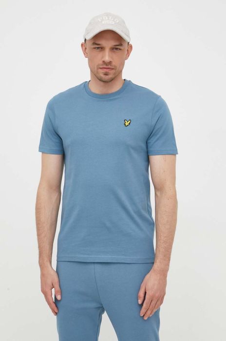 Бавовняна футболка Lyle & Scott однотонний колір блакитний Бавовняна футболка Lyle & Scott однотонний колір блакитний
