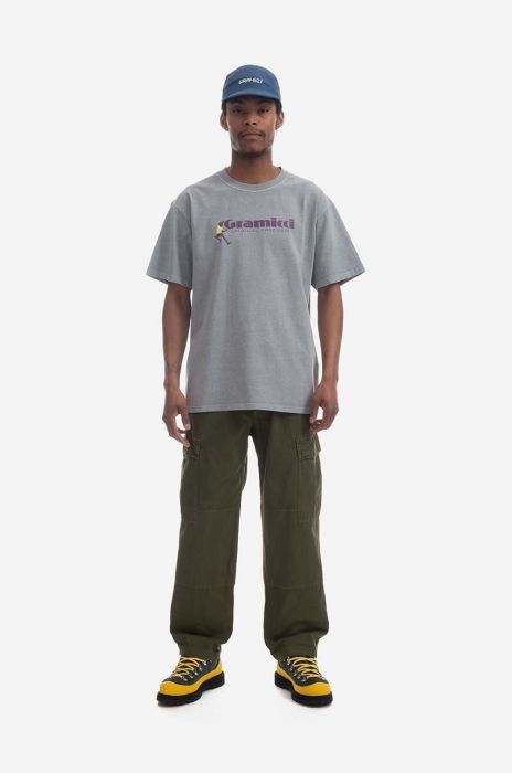 Бавовняна футболка Gramicci Dancing Man Tee колір сірий з принтом G3SU.T045-white Бавовняна футболка Gramicci Dancing Man Tee колір сірий з принтом G3SU.T045-white