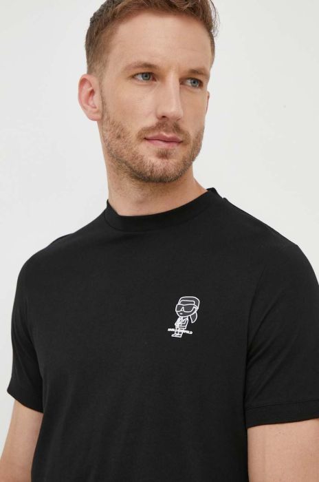 Бавовняна футболка Karl Lagerfeld колір чорний з принтом (3386636) Бавовняна футболка Karl Lagerfeld колір чорний з принтом (3386636)