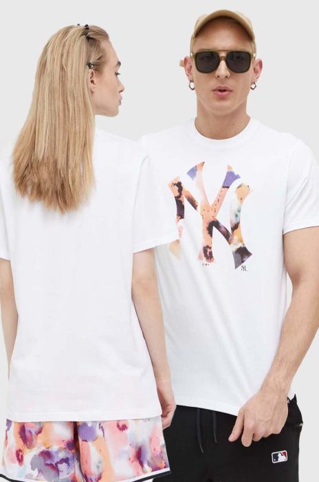 Бавовняна футболка 47brand MLB New York Yankees колір білий з принтом (3276404) Бавовняна футболка 47brand MLB New York Yankees колір білий з принтом (3276404)