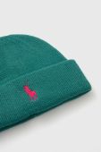 Вовняна шапка Polo Ralph Lauren колір зелений з товстого трикотажу вовна Вовняна шапка Polo Ralph Lauren колір зелений з товстого трикотажу вовна