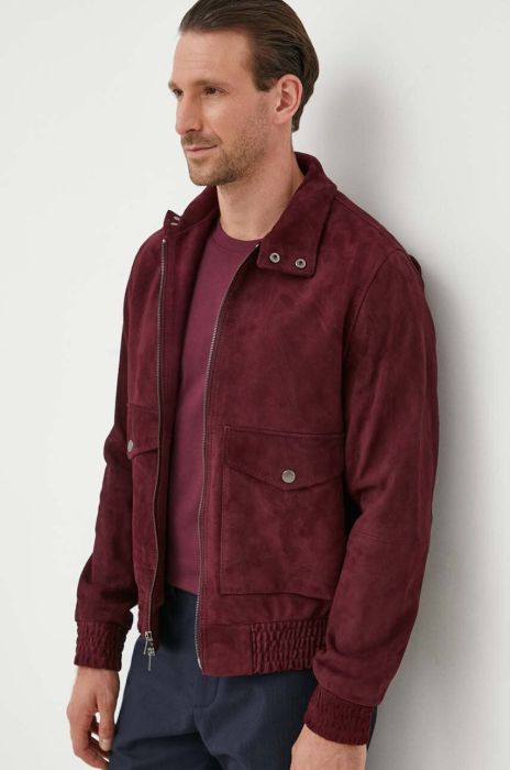 Замшева куртка Michael Kors чоловіча колір бордовий перехідна Замшева куртка Michael Kors чоловіча колір бордовий перехідна