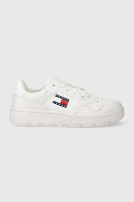 Шкіряні кросівки Tommy Jeans TJW RETRO BASKET ESS колір білий EN0EN02505