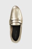 Шкіряні мокасини Tommy Hilfiger ESSENTIAL GOLDEN LOAFER жіночі колір золотий на плоскому ходу FW0FW07864 Шкіряні мокасини Tommy Hilfiger ESSENTIAL GOLDEN LOAFER жіночі колір золотий на плоскому ходу FW0FW07864