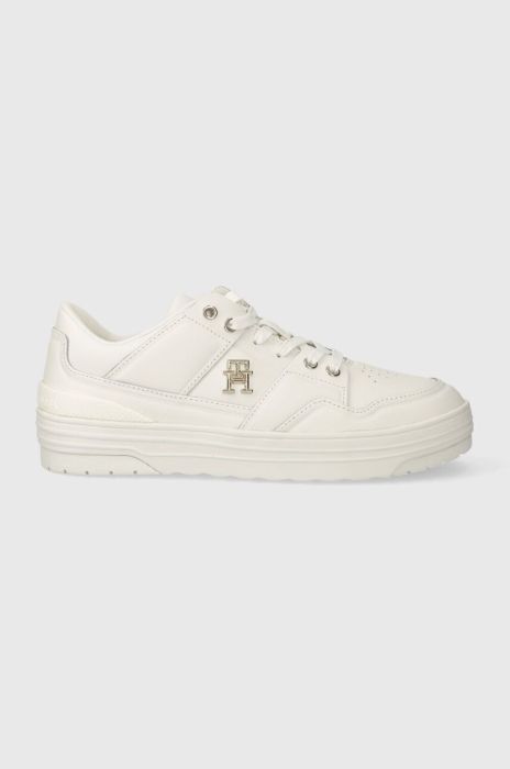 Шкіряні кросівки Tommy Hilfiger TH BASKET SNEAKER LO колір білий FW0FW07756 (3690491)