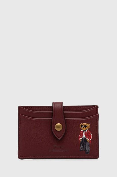 Шкіряний чохол на банківські карти Polo Ralph Lauren колір бордовий Шкіряний чохол на банківські карти Polo Ralph Lauren колір бордовий