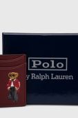 Шкіряний чохол на банківські карти Polo Ralph Lauren колір бордовий Шкіряний чохол на банківські карти Polo Ralph Lauren колір бордовий