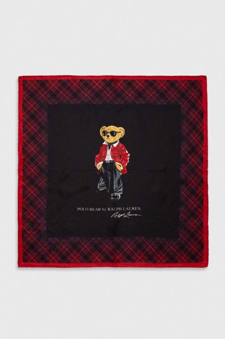 Шовкова хустка на шию Polo Ralph Lauren колір чорний візерунок Шовкова хустка на шию Polo Ralph Lauren колір чорний візерунок