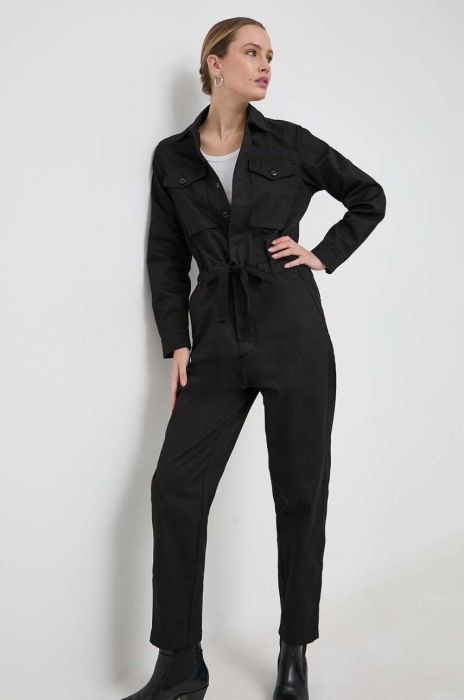 Бавовняний комбінезон G-Star Raw колір чорний з бавовни з коміром Бавовняний комбінезон G-Star Raw колір чорний з бавовни з коміром