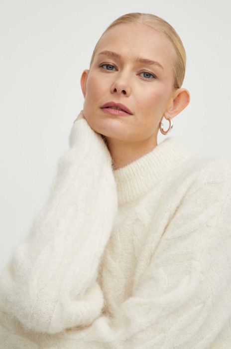 Вовняний светр Gestuz жіночий колір бежевий теплий півгольф