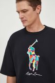 Бавовняна футболка Polo Ralph Lauren чоловічий колір чорний з принтом Бавовняна футболка Polo Ralph Lauren чоловічий колір чорний з принтом
