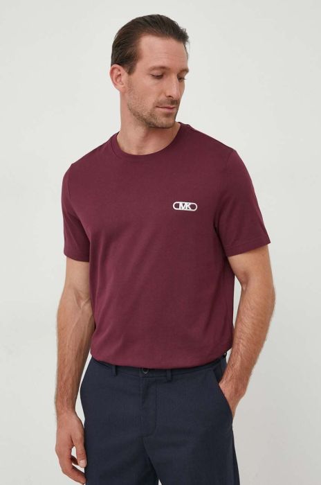 Бавовняна футболка Michael Kors чоловічий колір бордовий з аплікацією Бавовняна футболка Michael Kors чоловічий колір бордовий з аплікацією