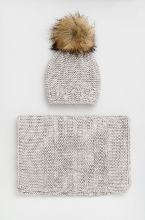 Шапка і шарф Answear Lab колір сірий Шапка і шарф Answear Lab колір сірий