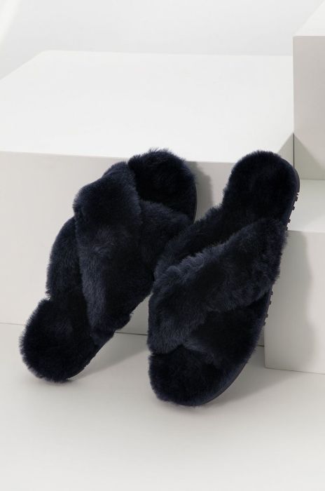 Вовняні тапочки Answear Lab колір синій