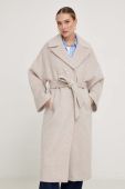 Вовняне пальто Answear Lab колір бежевий перехідний двобортний