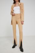 Штани Answear Lab жіноче колір бежевий фасон сигарети висока посадка