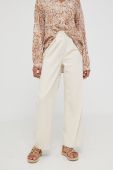 Штани з льоном Answear Lab жіночі колір бежевий широке висока посадка Штани з льоном Answear Lab жіночі колір бежевий широке висока посадка