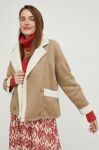 Куртка Answear Lab жіноча колір бежевий перехідна oversize (2809120) Куртка Answear Lab жіноча колір бежевий перехідна oversize (2809120)