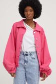 Джинсова куртка Answear Lab жіноча колір рожевий перехідна oversize Джинсова куртка Answear Lab жіноча колір рожевий перехідна oversize