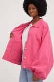 Джинсова куртка Answear Lab жіноча колір рожевий перехідна oversize Джинсова куртка Answear Lab жіноча колір рожевий перехідна oversize