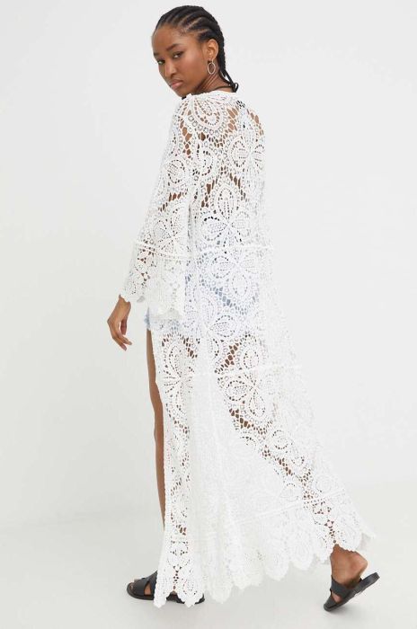 Накидка Answear Lab колір білий без застібки однотонна Накидка Answear Lab колір білий без застібки однотонна