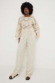 Штани Answear Lab жіночі колір бежевий широке висока посадка (3186490) Штани Answear Lab жіночі колір бежевий широке висока посадка (3186490)