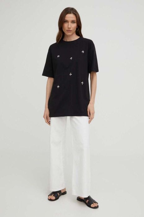 Бавовняна футболка Answear Lab колір чорний (3245708)