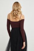 Боді Answear Lab колір бордовий однотонна Боді Answear Lab колір бордовий однотонна