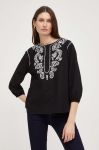 Бавовняна блузка Answear Lab жіноча колір чорний з аплікацією