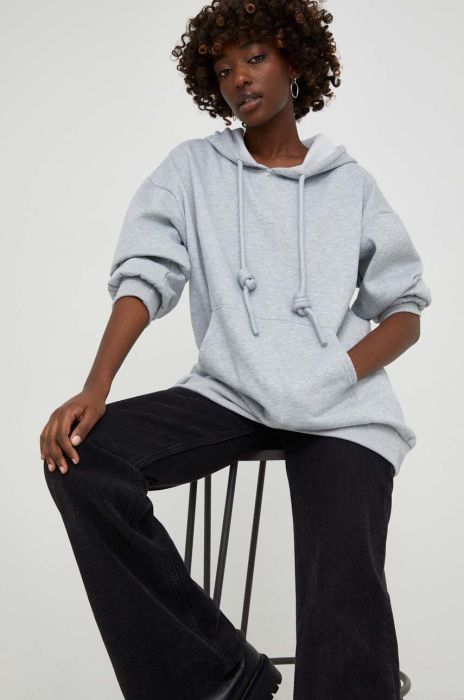 Кофта Answear Lab жіноча колір сірий з капюшоном однотонна (3615448)