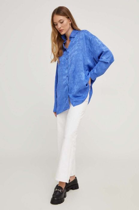 Сорочка Answear Lab жіноча relaxed класичний комір колір блакитний (3651958)