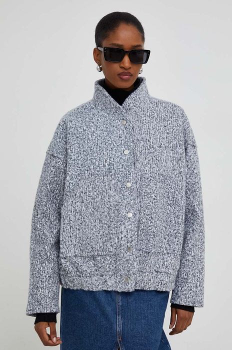 Куртка з вовною Answear Lab колір сірий перехідна oversize Куртка з вовною Answear Lab колір сірий перехідна oversize