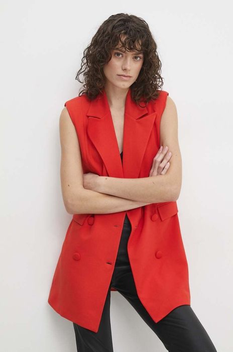 Безрукавка Answear Lab колір червоний двобортний Безрукавка Answear Lab колір червоний двобортний