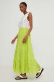 Бавовняна спідниця Answear Lab колір зелений maxi розкльошена
