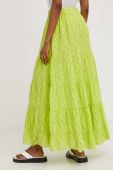 Бавовняна спідниця Answear Lab колір зелений maxi розкльошена