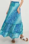 Шовкова спідниця Answear Lab maxi розкльошена колір блакитний