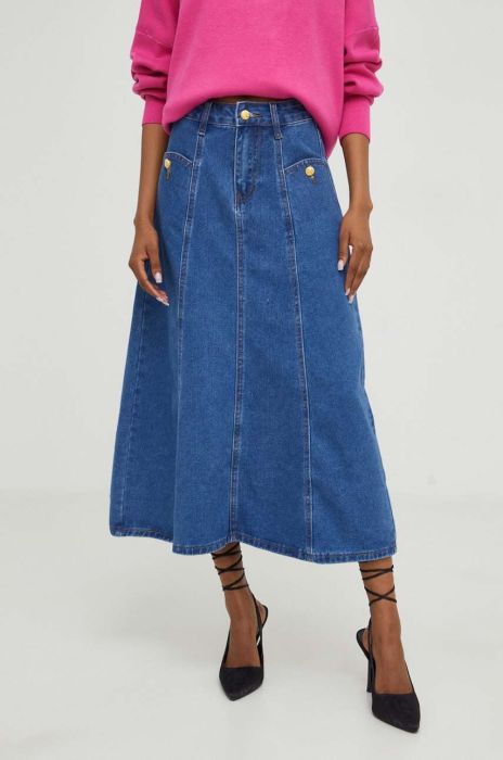 Джинсова спідниця Answear Lab midi розкльошена колір блакитний (3452241)