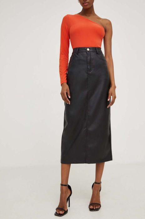 Спідниця Answear Lab PREMIUM DENIM колір чорний midi пряма