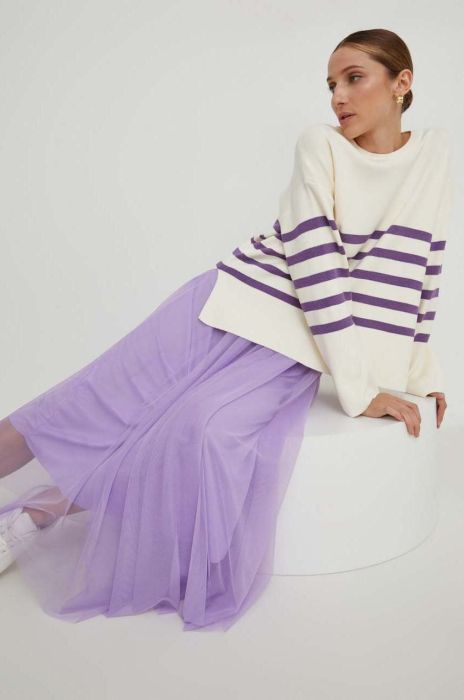 Спідниця Answear Lab колір фіолетовий maxi розкльошена Спідниця Answear Lab колір фіолетовий maxi розкльошена