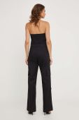 Бавовняний комбінезон Answear Lab колір чорний з бавовни оголене плече Бавовняний комбінезон Answear Lab колір чорний з бавовни оголене плече