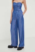 Джинсовий комбінезон Answear Lab оголене плече колір блакитний Джинсовий комбінезон Answear Lab оголене плече колір блакитний
