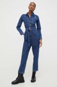 Джинсовий комбінезон Answear Lab колір синій з бавовни з коміром Джинсовий комбінезон Answear Lab колір синій з бавовни з коміром