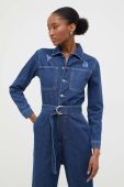 Джинсовий комбінезон Answear Lab колір синій з бавовни з коміром Джинсовий комбінезон Answear Lab колір синій з бавовни з коміром
