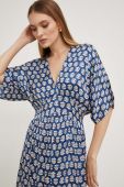 Сукня з шовком Answear Lab колір синій maxi розкльошена