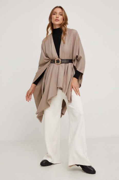 Пончо з домішкою вовни Answear Lab колір бежевий легке Пончо з домішкою вовни Answear Lab колір бежевий легке