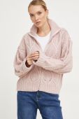 Кардиган з вовною Answear Lab колір рожевий