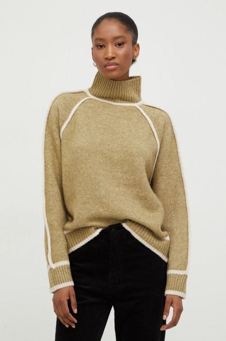 Светр з вовною Answear Lab колір зелений півгольф