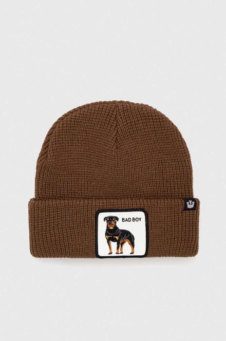 Шапка з домішкою вовни Goorin Bros колір коричневий з товстого трикотажу