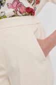 Штани з домішкою льону Beatrice B жіночі колір бежевий пряме висока посадка Штани з домішкою льону Beatrice B жіночі колір бежевий пряме висока посадка