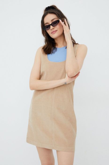 Бавовняна сукня Element колір бежевий mini облягаюча